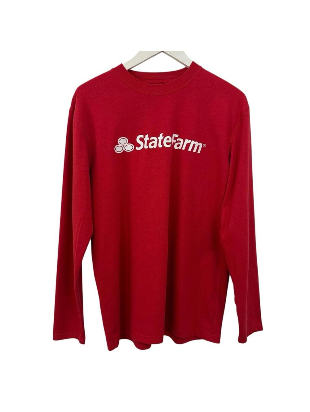 Statefarm Men’s Long Sleeve Red White Shirt Size M